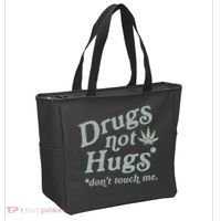 Drugs Not Hugs Sarcastic Weed 420 Funny Pot Cannabis Smoker Dope Tote Bag thumb 2