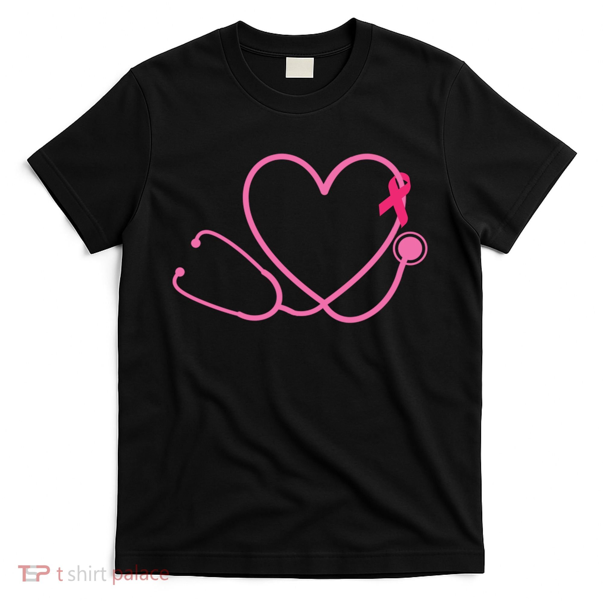Doctor Nurse Heart Love Pink Ribbon Cute Breast Cancer T-Shirt