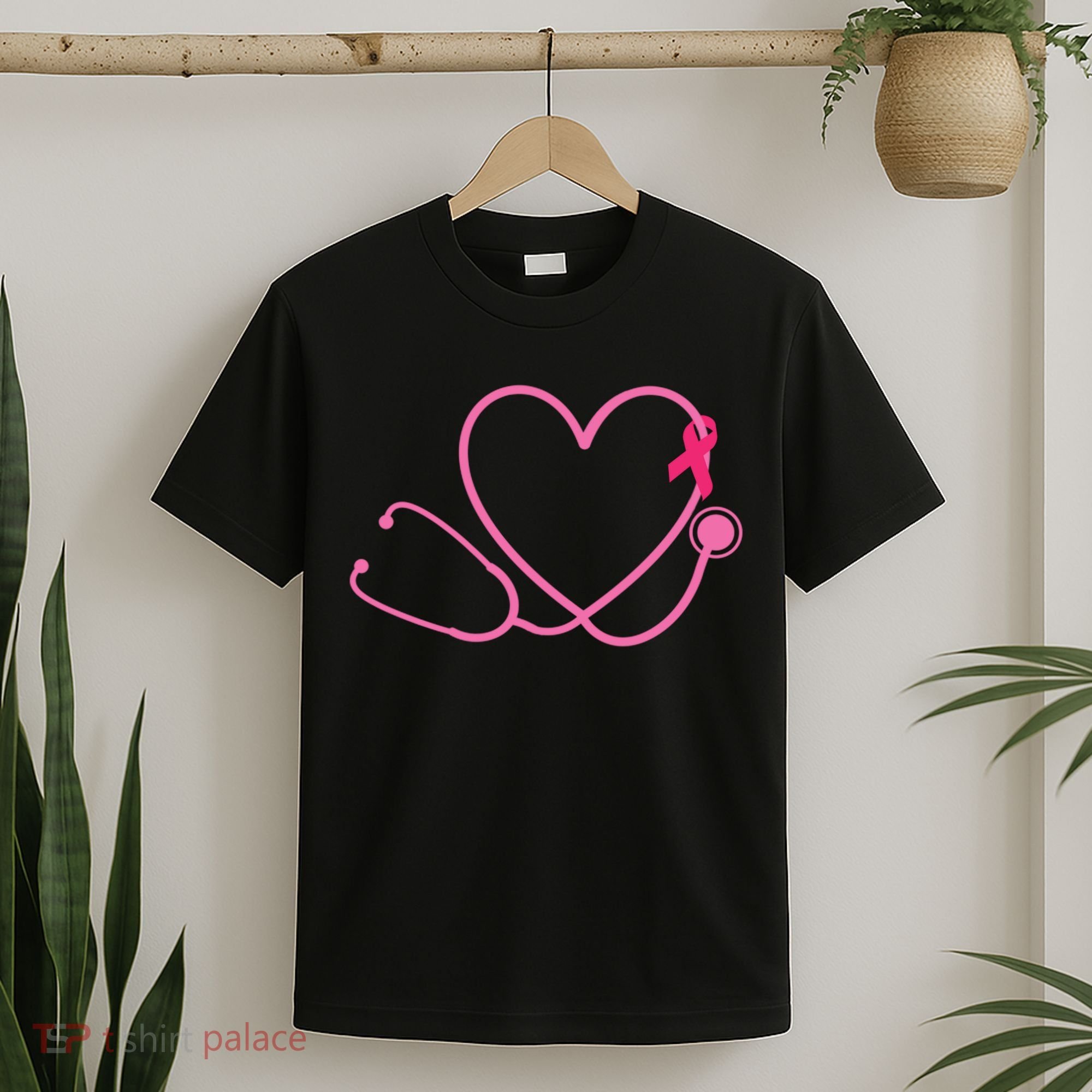Doctor Nurse Heart Love Pink Ribbon Cute Breast Cancer T-Shirt