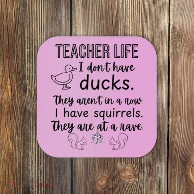 Ducks Not In A Row, Squirrel Rave Funny Teacher  Coaster