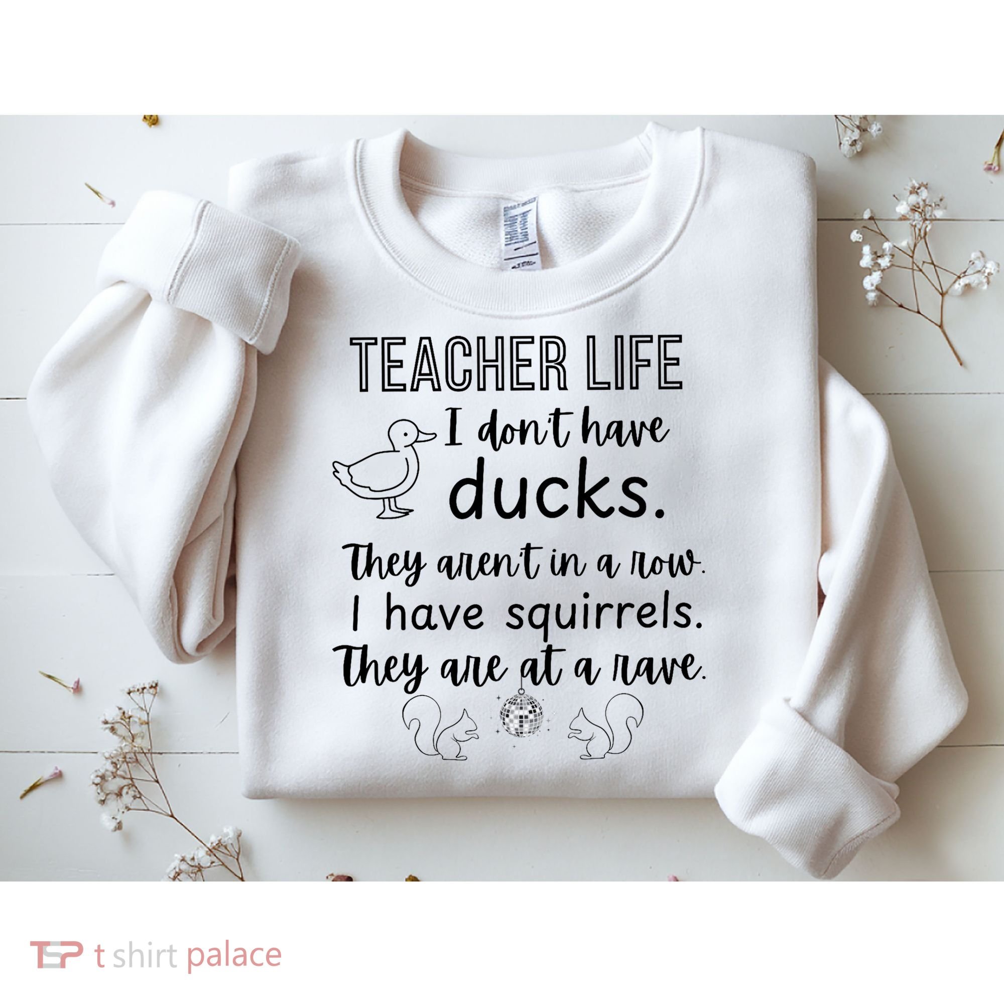 Ducks Not In A Row, Squirrel Rave Funny Teacher  Sweatshirt