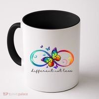 Different Not Less Autism Awareness Neurodiversity Butterfly Coffee Mug thumb 0