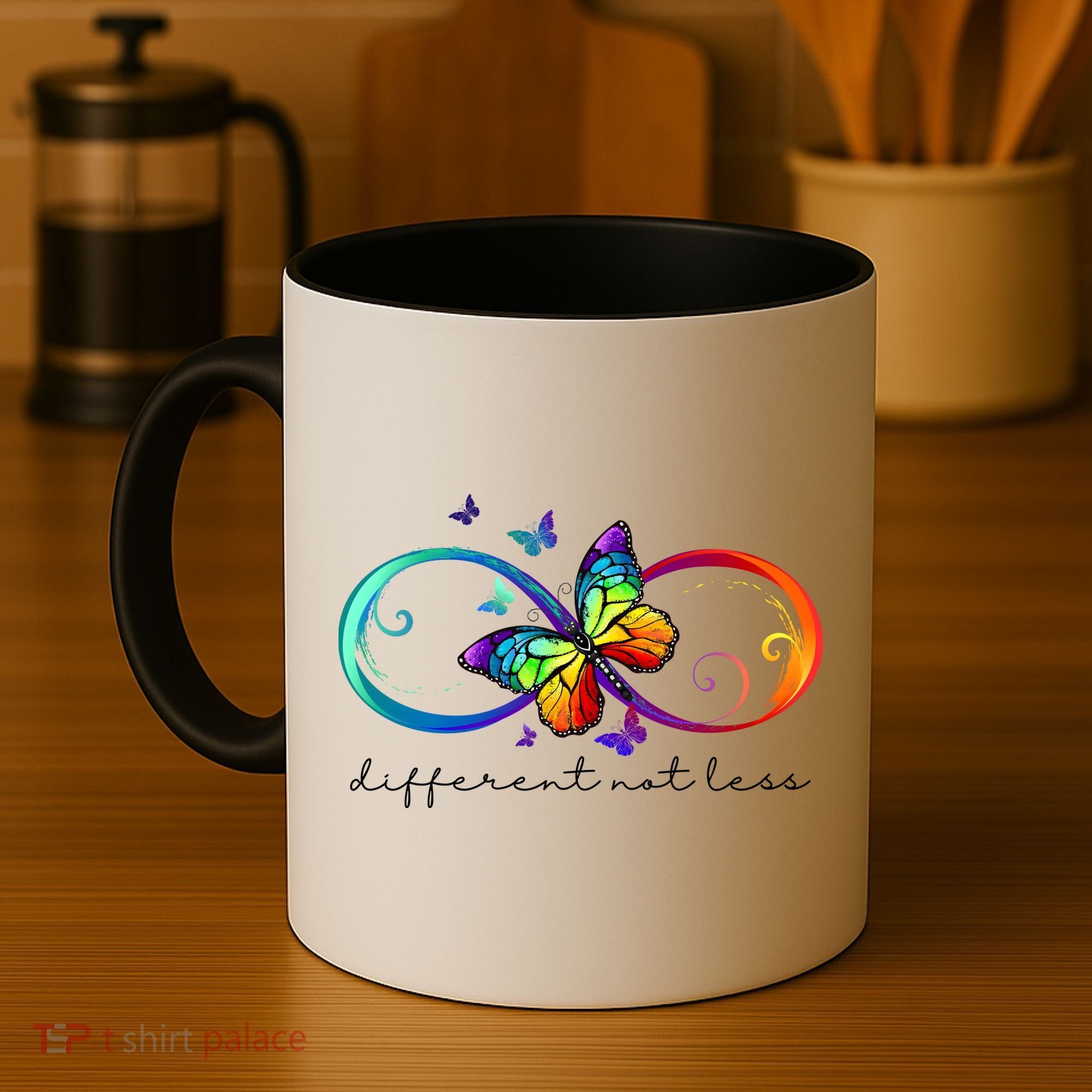 Different Not Less Autism Awareness Neurodiversity Butterfly Coffee Mug