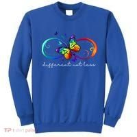 Different Not Less Autism Awareness Neurodiversity Butterfly Sweatshirt thumb 0