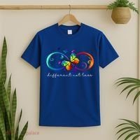 Different Not Less Autism Awareness Neurodiversity Butterfly T-Shirt thumb 2