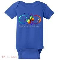 Different Not Less Autism Awareness Neurodiversity Butterfly Baby Bodysuit thumb 0