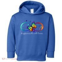 Different Not Less Autism Awareness Neurodiversity Butterfly Toddler Hoodie thumb 0