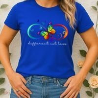 Different Not Less Autism Awareness Neurodiversity Butterfly Women's T-Shirt thumb 2