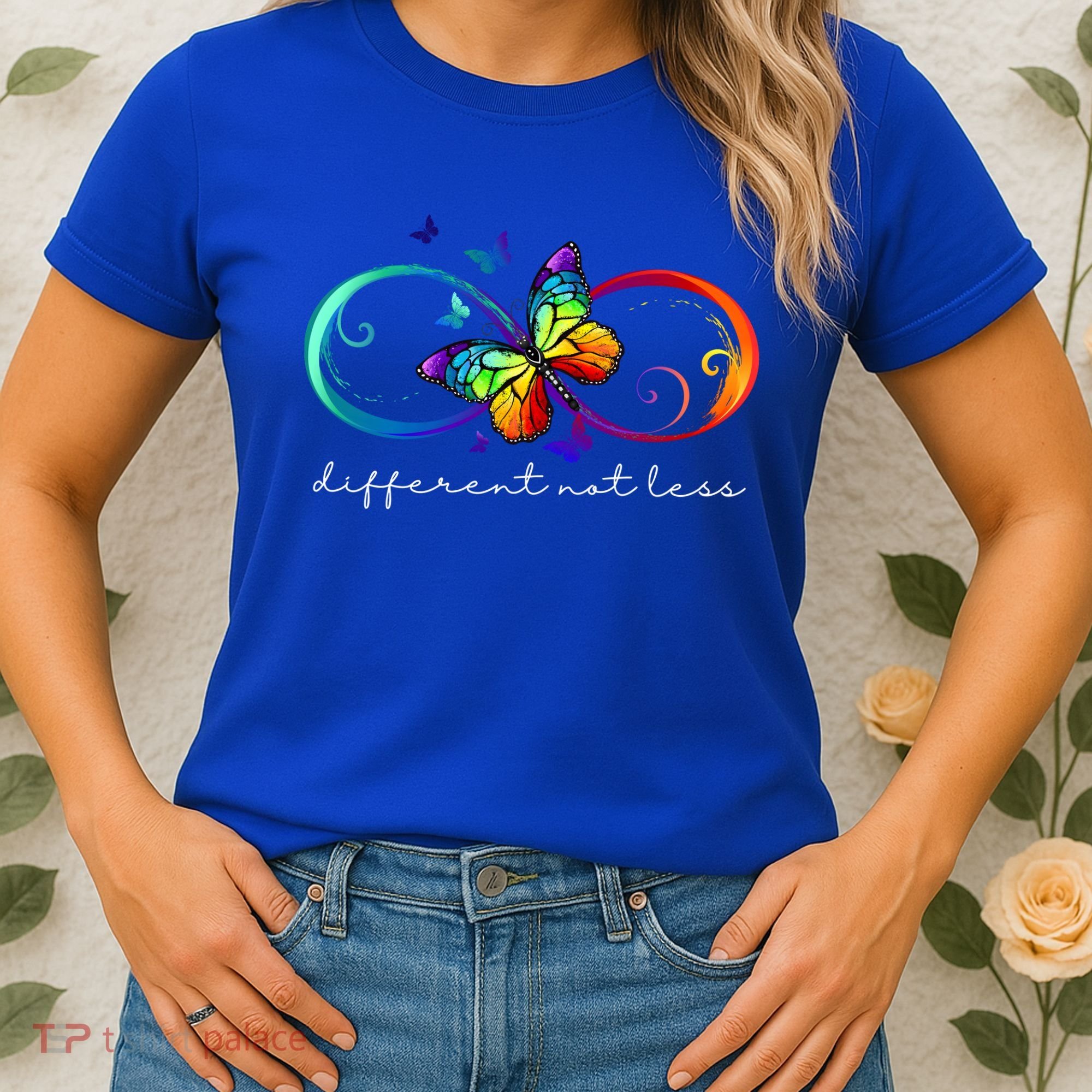 Different Not Less Autism Awareness Neurodiversity Butterfly Women's T-Shirt