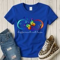 Different Not Less Autism Awareness Neurodiversity Butterfly Women's T-Shirt thumb 3