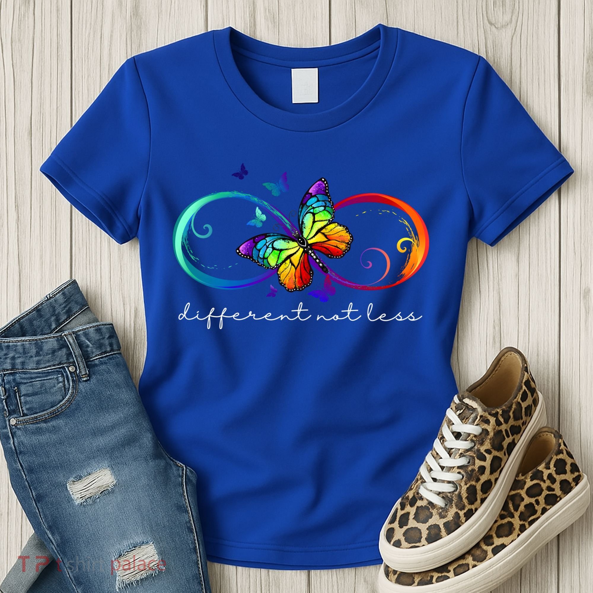 Different Not Less Autism Awareness Neurodiversity Butterfly Women's T-Shirt