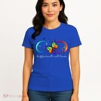 Different Not Less Autism Awareness Neurodiversity Butterfly Women's T-Shirt thumb 4