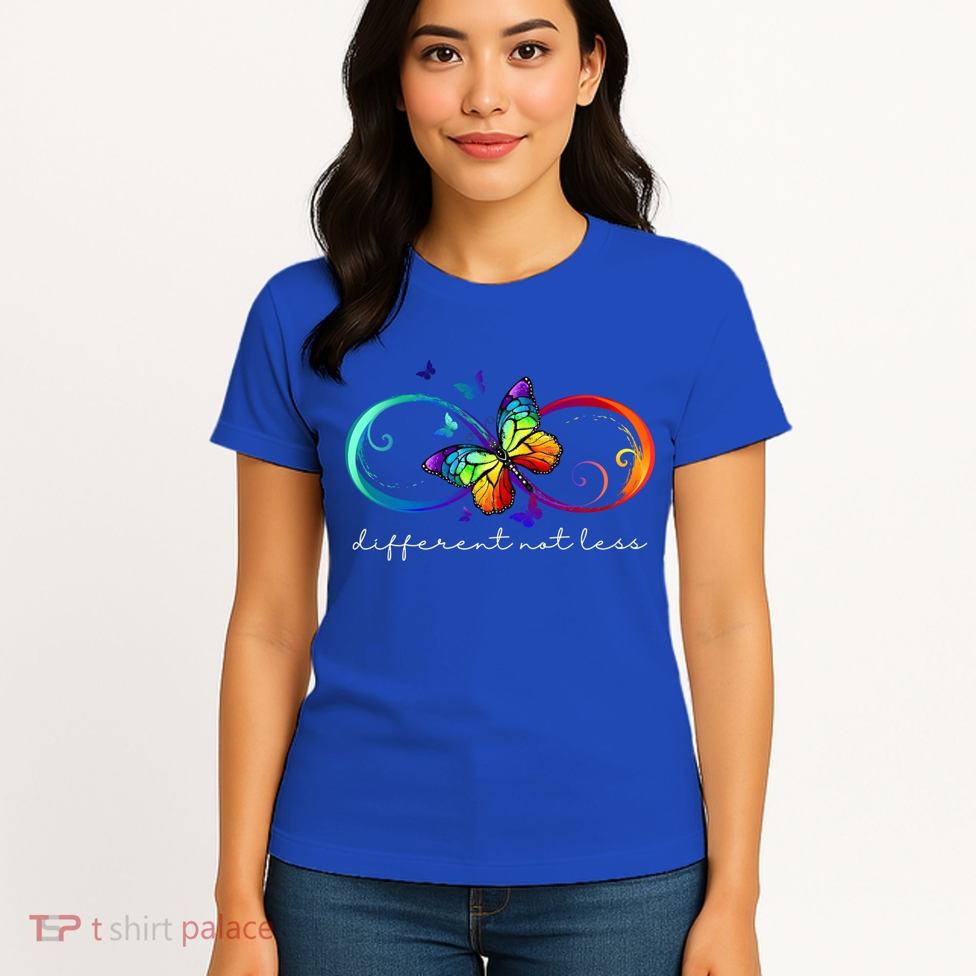 Different Not Less Autism Awareness Neurodiversity Butterfly Women's T-Shirt