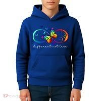 Different Not Less Autism Awareness Neurodiversity Butterfly Kids Hoodie thumb 4