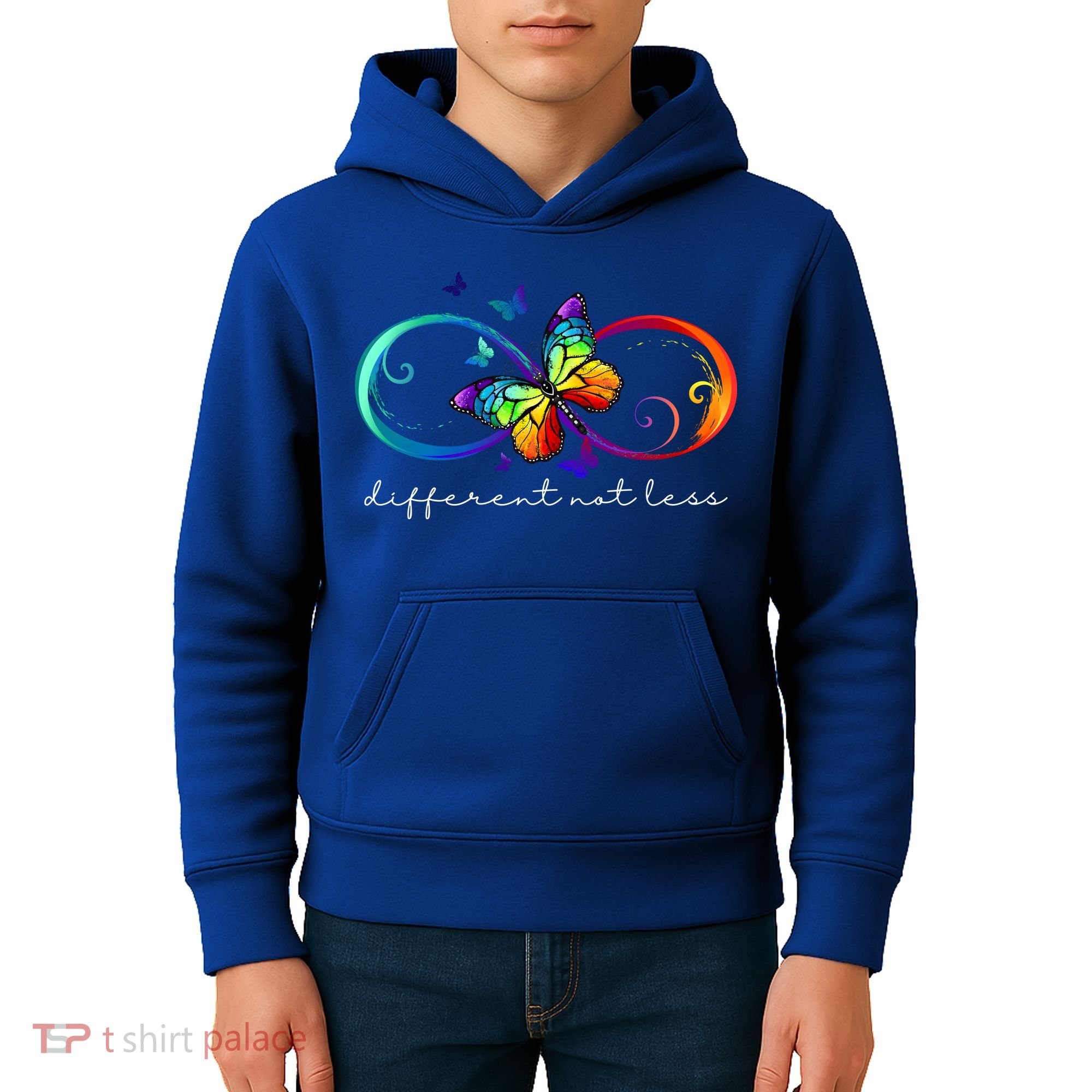 Different Not Less Autism Awareness Neurodiversity Butterfly Kids Hoodie