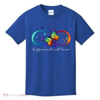 Different Not Less Autism Awareness Neurodiversity Butterfly Kids T-Shirt