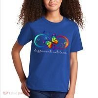 Different Not Less Autism Awareness Neurodiversity Butterfly Kids T-Shirt thumb 2