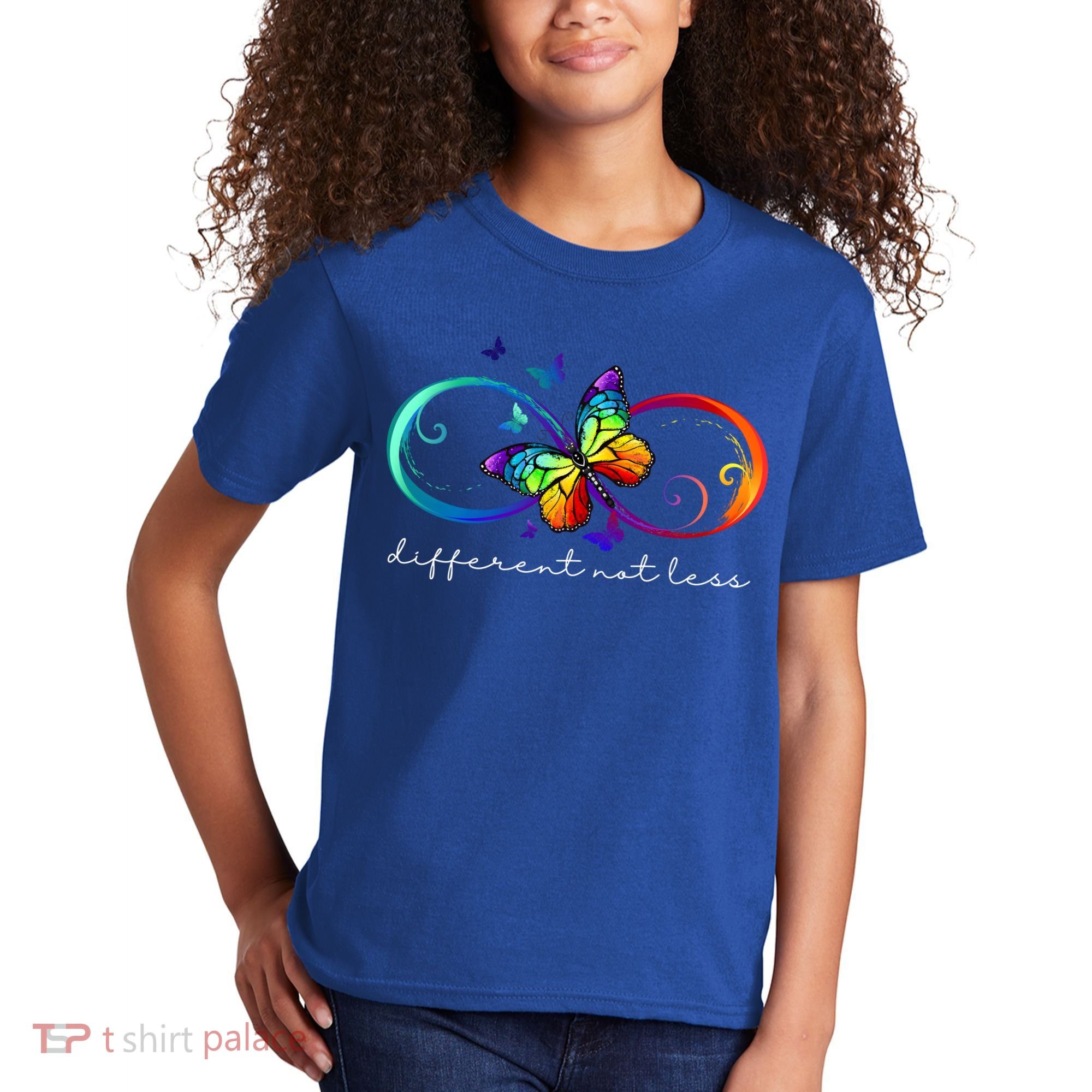 Different Not Less Autism Awareness Neurodiversity Butterfly Kids T-Shirt