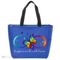 Different Not Less Autism Awareness Neurodiversity Butterfly Tote Bag thumb 0