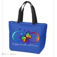 Different Not Less Autism Awareness Neurodiversity Butterfly Tote Bag thumb 3