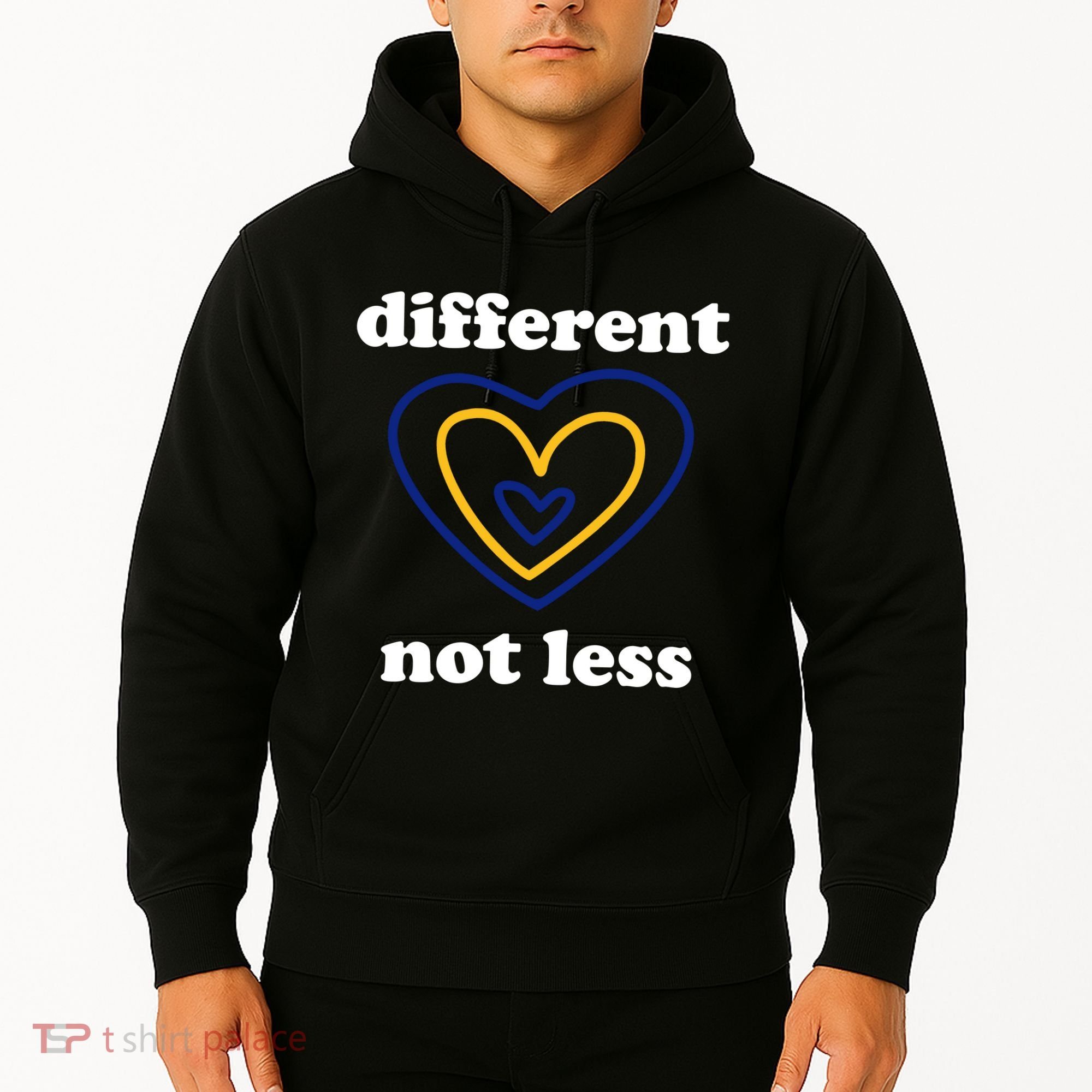 Different Not Less Down Syndrome Awareness Heart Hoodie