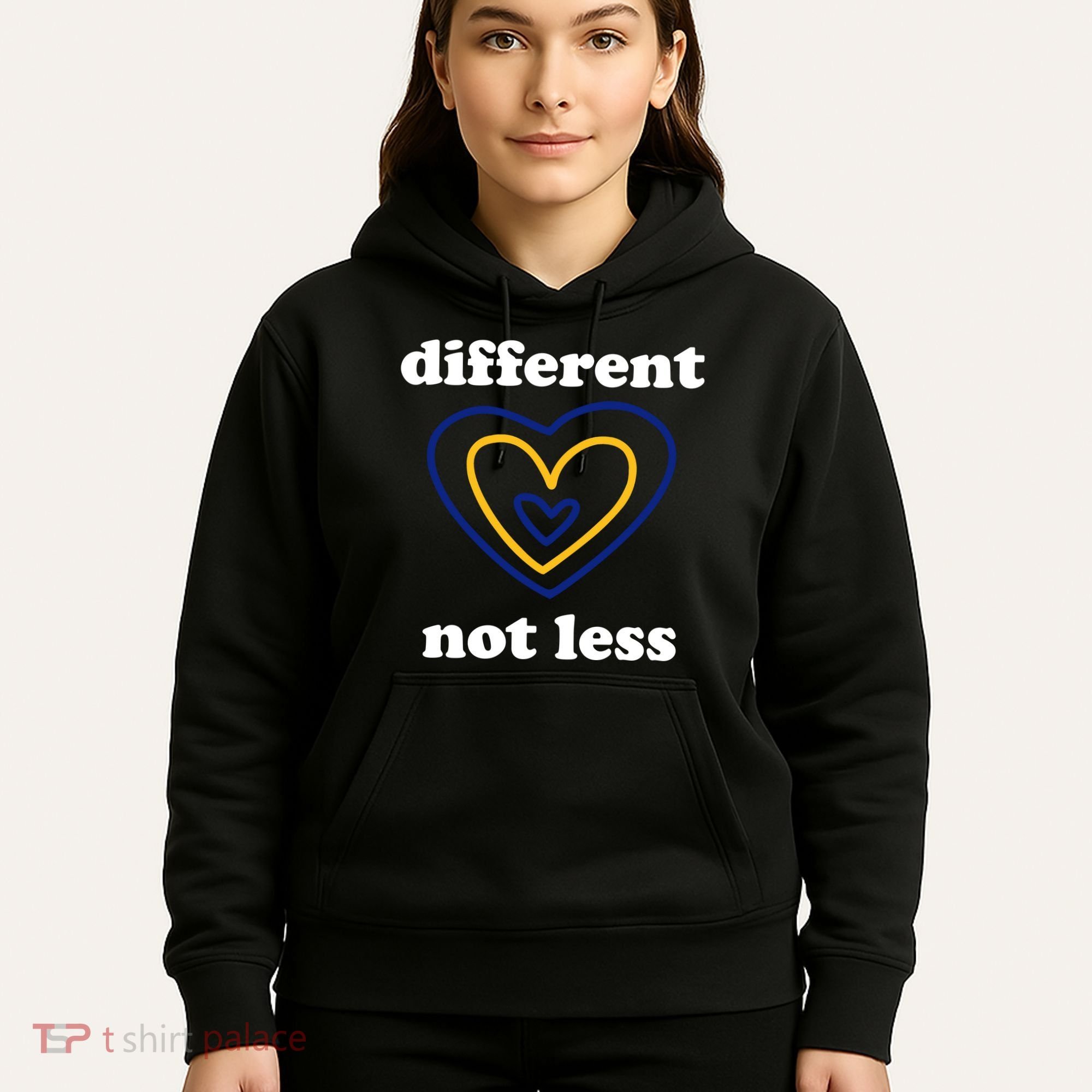 Different Not Less Down Syndrome Awareness Heart Hoodie
