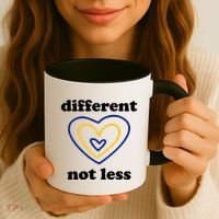 Different Not Less Down Syndrome Awareness Heart Coffee Mug thumb 3
