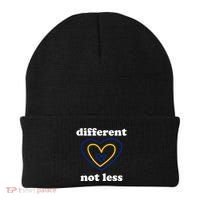 Different Not Less Down Syndrome Awareness Heart Beanie thumb 0