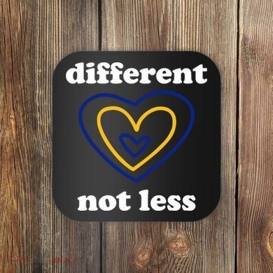 Different Not Less Down Syndrome Awareness Heart Coaster