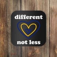 Different Not Less Down Syndrome Awareness Heart Coaster thumb 0