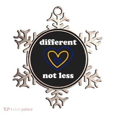 Different Not Less Down Syndrome Awareness Heart Ornament