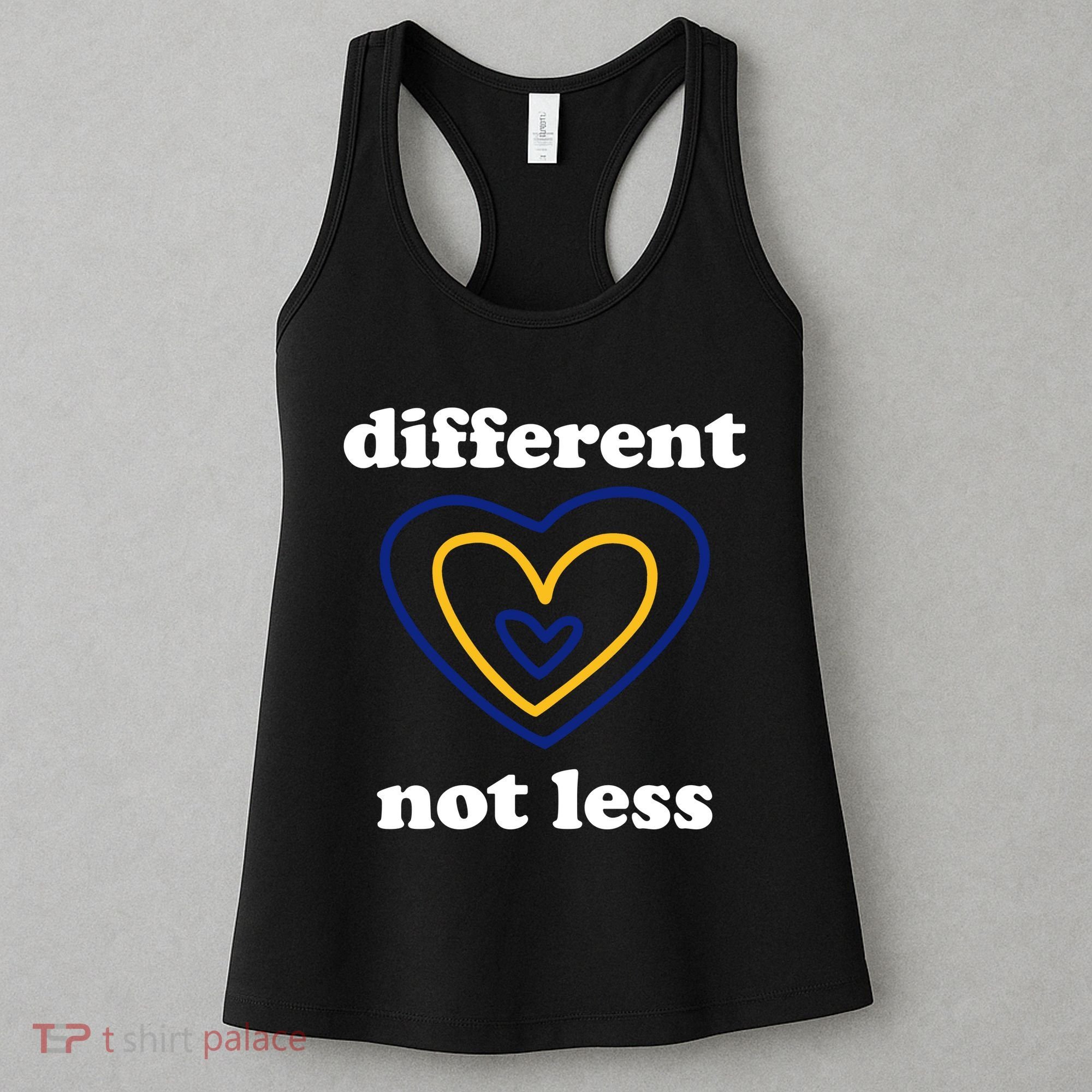 Different Not Less Down Syndrome Awareness Heart Women's Tank Top