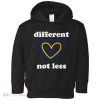 Different Not Less Down Syndrome Awareness Heart Toddler Hoodie thumb 0