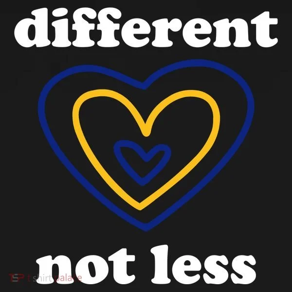 Different Not Less Down Syndrome Awareness Heart Toddler Hoodie