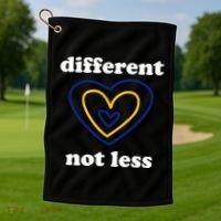 Different Not Less Down Syndrome Awareness Heart Golf Towel thumb 1