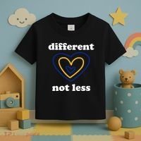 Different Not Less Down Syndrome Awareness Heart Toddler T-Shirt thumb 3