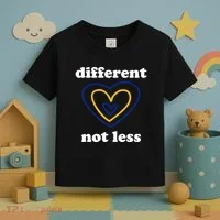 Different Not Less Down Syndrome Awareness Heart Toddler T-Shirt thumb 3