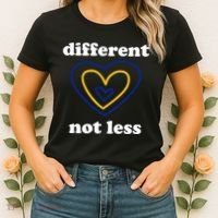 Different Not Less Down Syndrome Awareness Heart Women's T-Shirt thumb 2