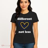 Different Not Less Down Syndrome Awareness Heart Women's T-Shirt thumb 4