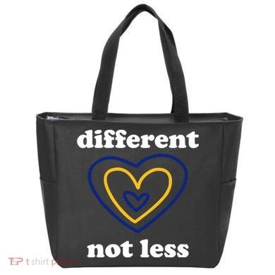 Different Not Less Down Syndrome Awareness Heart Tote Bag