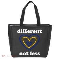 Different Not Less Down Syndrome Awareness Heart Tote Bag thumb 0