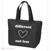 Different Not Less Down Syndrome Awareness Heart Tote Bag thumb 3