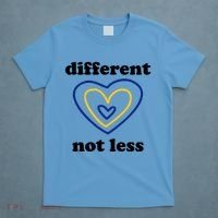 Different Not Less Down Syndrome Awareness Heart T-Shirt thumb 4