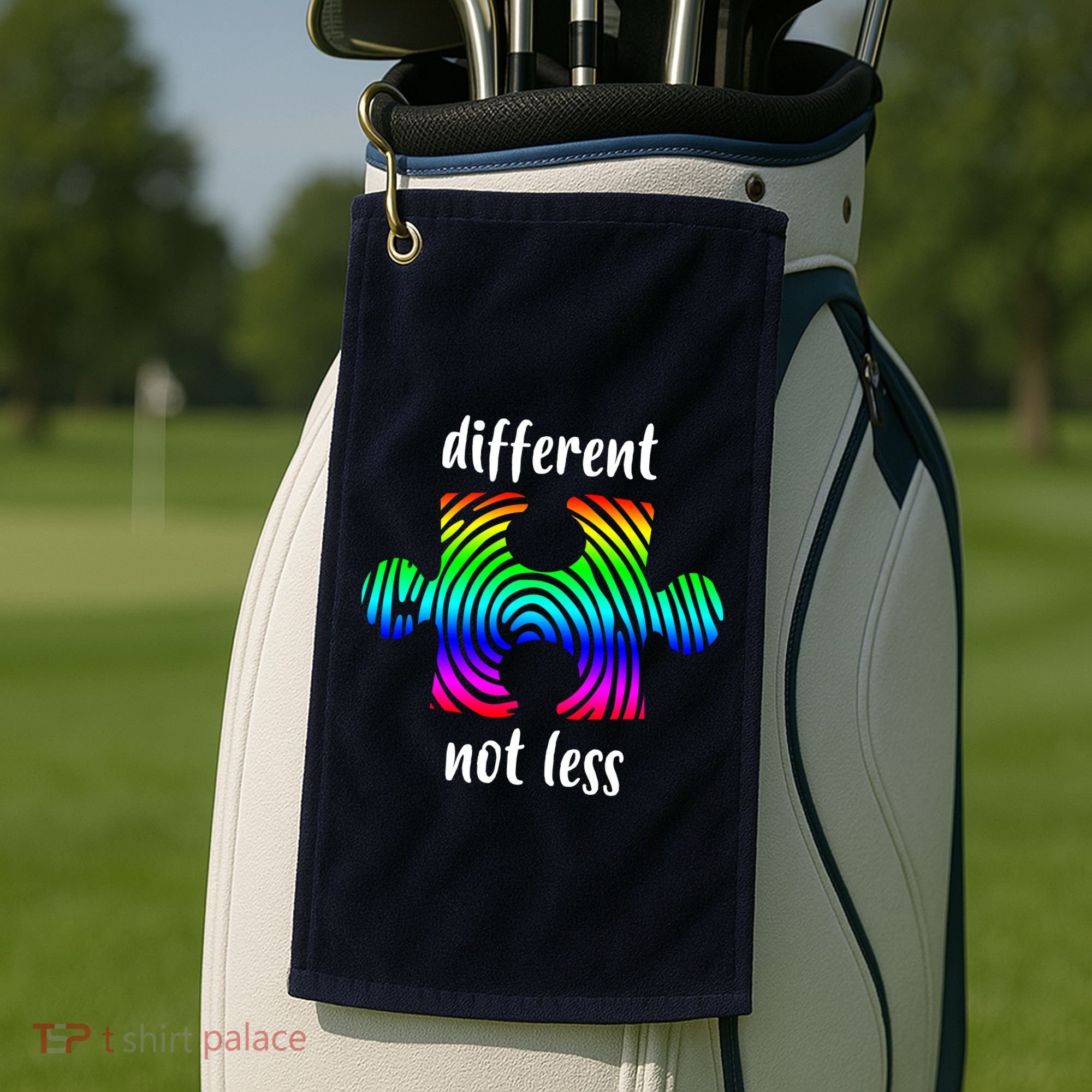 Different Not Less Neurodiversity Puzzle Golf Towel