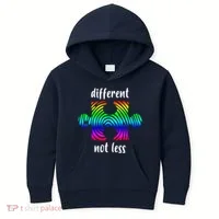 Different Not Less Neurodiversity Puzzle Kids Hoodie thumb 0