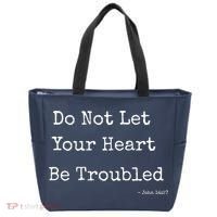Do Not Let Your Heart Be Troubled Biblical Quote John 14:27 Tote Bag thumb 0