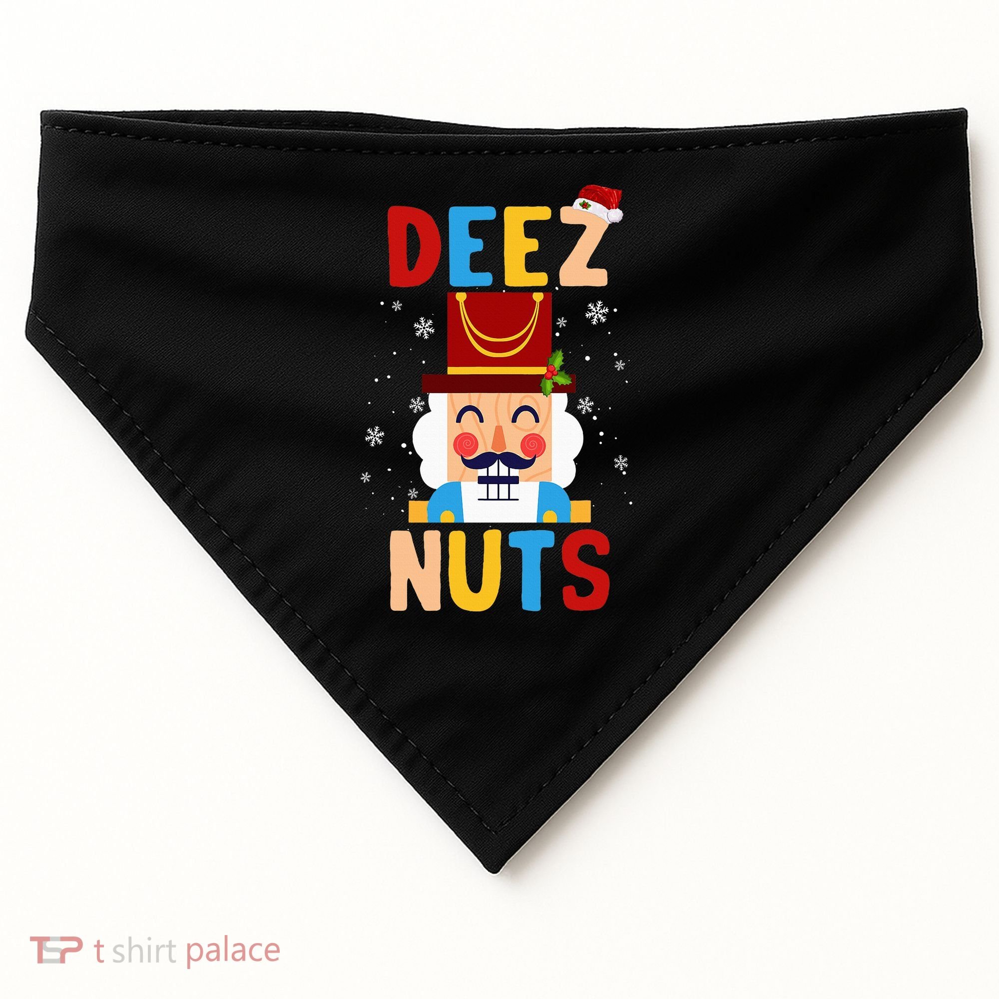 Deez Nuts Nutcracker Santa Xmas Funny Christmas Pjs USA-Made Doggie Bandana