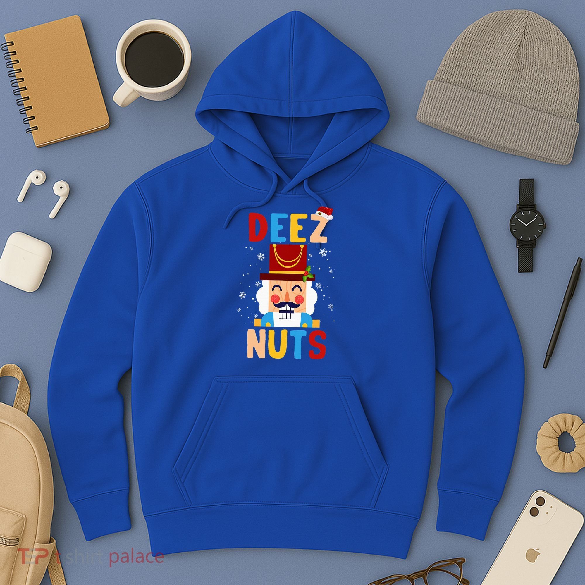 Deez Nuts Nutcracker Santa Xmas Funny Christmas Pjs Hoodie
