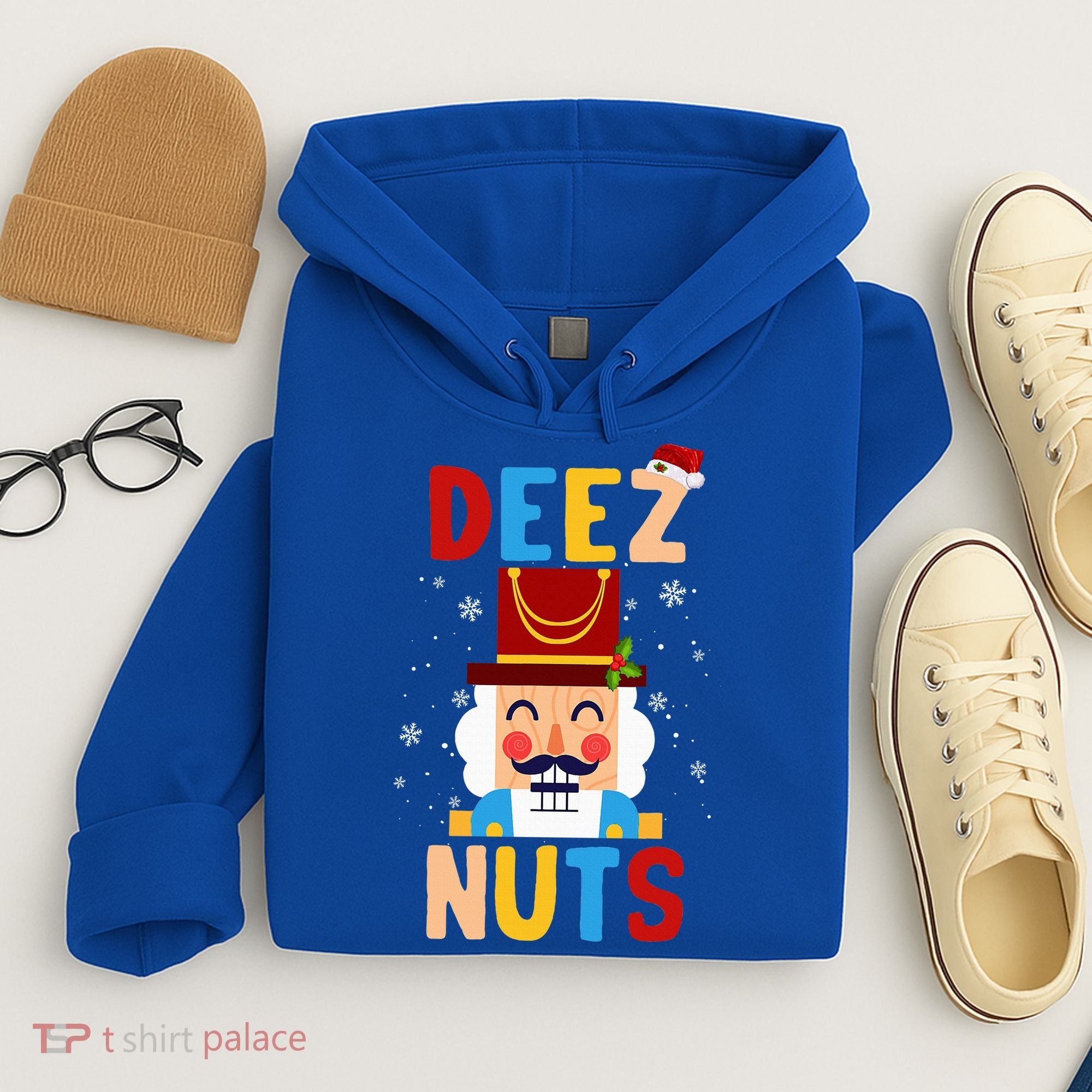 Deez Nuts Nutcracker Santa Xmas Funny Christmas Pjs Hoodie