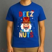 Deez Nuts Nutcracker Santa Xmas Funny Christmas Pjs T-Shirt thumb 3